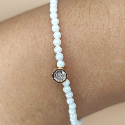 Pulseira Mini Pérolas Com Ponto De Luz Redondo